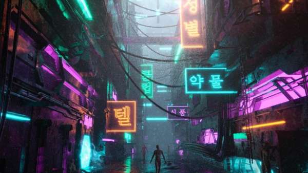 霓虹燈武士概念圖，這樣的展覽活動科幻大片感覺十足